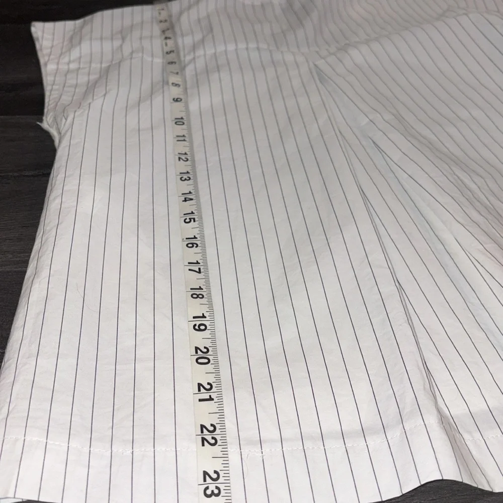 Zara NEW Cotton Poplin Stripe Side Button Vneck Tee Size Small Black/White - Picture 12 of 12